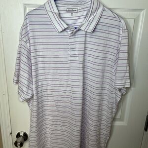 Club Room Men's White and Purple Striped Polo Shirt